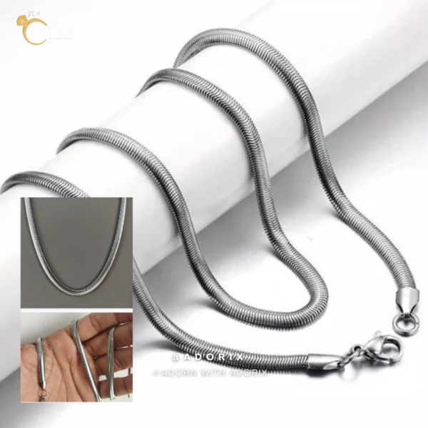 3mm Silver Flat Snake Neck Chain