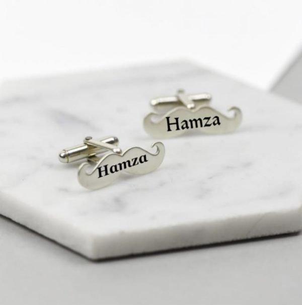 Mustache Name Engraved Cufflinks