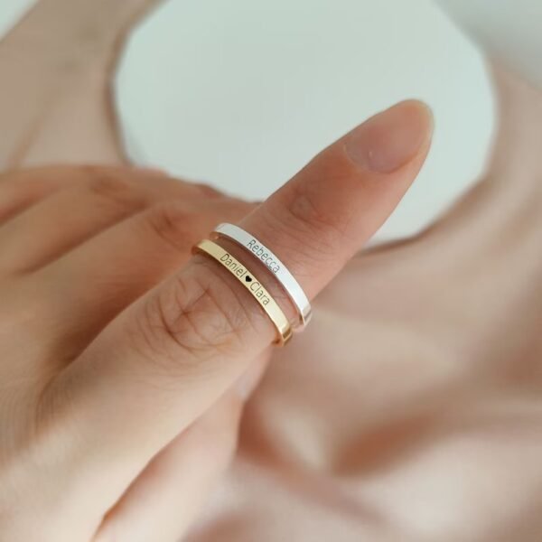 Personalized 2 Skinny Engraved Ring