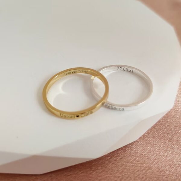 Personalized 2 Skinny Engraved Ring