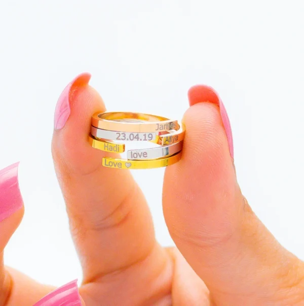 Personalized Double Name Adjusted Ring