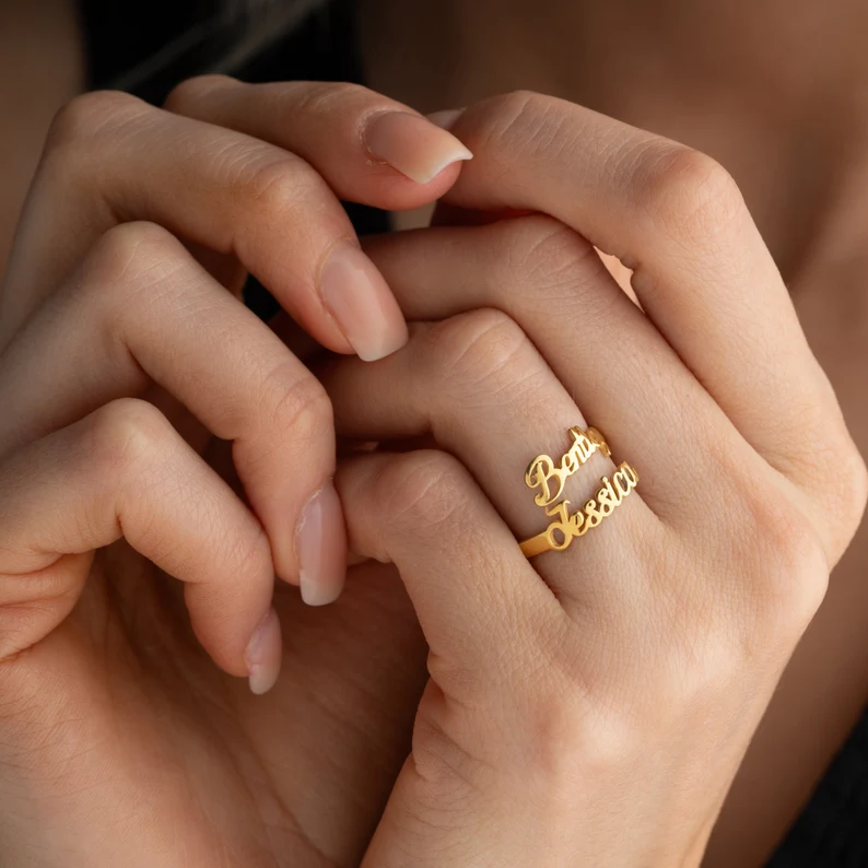 Personalized Double Name Ring