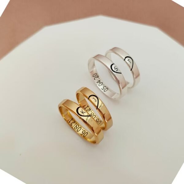 Personalized Heart Shaped Couple Ring