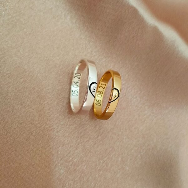 Personalized Heart Shaped Couple Ring