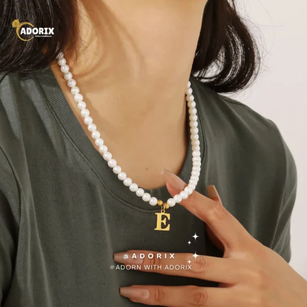 Trendy Pearl Initials Necklace