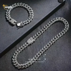 13mm Silver Iced Out Miami Cuban Neck Chain