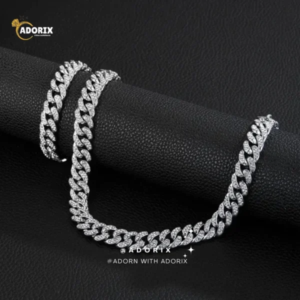 13mm Silver Iced Out Miami Cuban Neck Chain