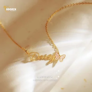 Name + Butterfly Necklace