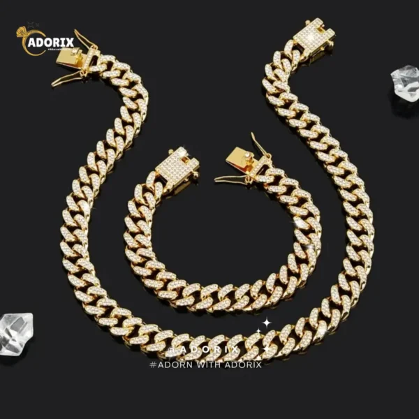 13mm Golden Iced Out Miami Cuban Neck Chain