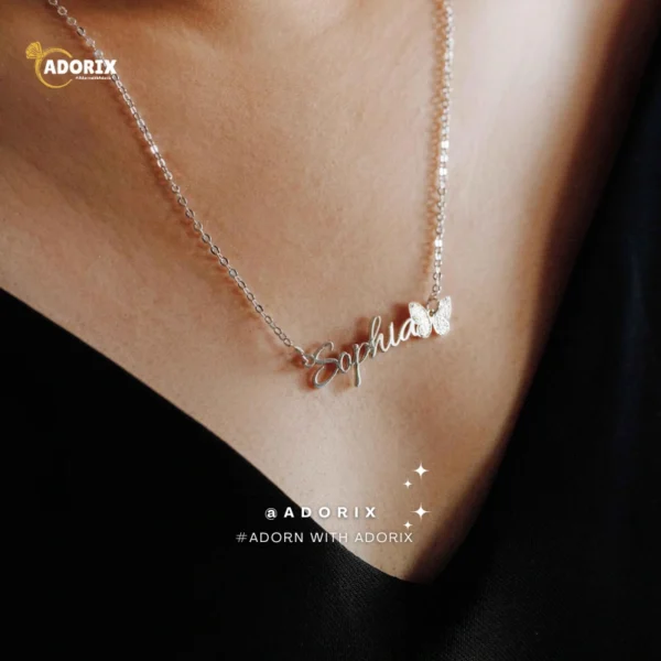 Name + Butterfly Necklace