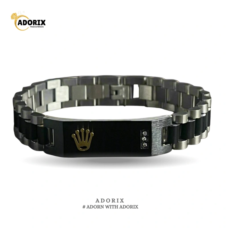 BLACK & SILVER ROLEX BRACELET