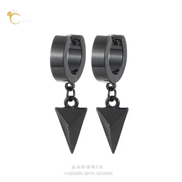 Black Arrowhead Bali Stud Earring Pair For Men