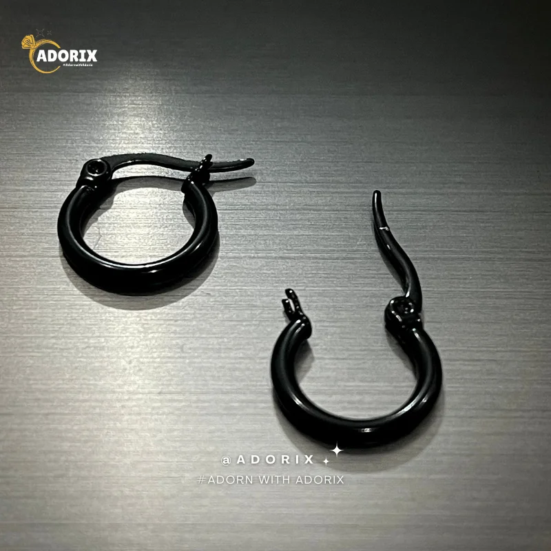 Black Piercing Simple Bali Stud Earring For Men