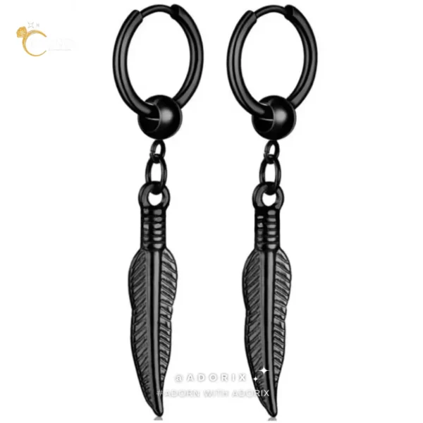 Black Leaf Bali Stud Earring Pair For Men