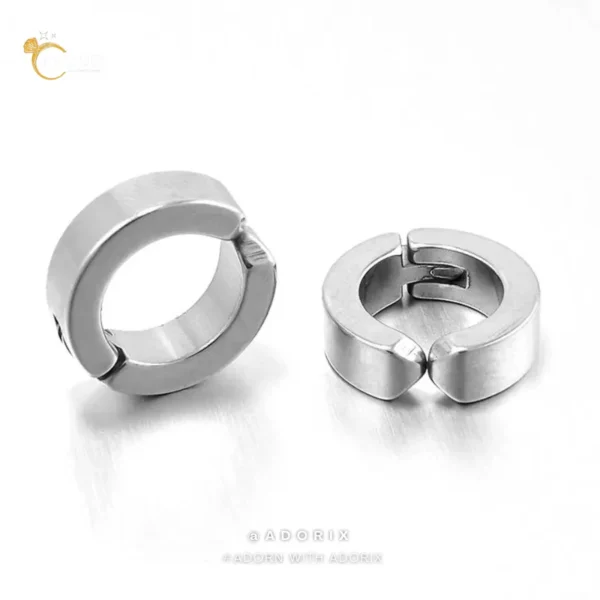 Stainless Steel Silver Non-Piercing Earring For Men