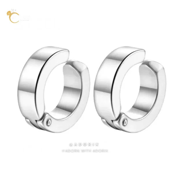 Stainless Steel Silver Non-Piercing Earring For Men