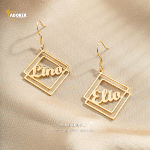 Squared Name Earrings