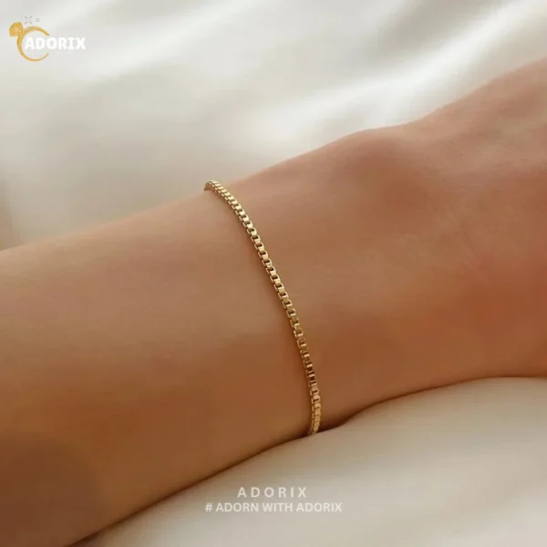 14K Gold Thick Box Chain Bracelet