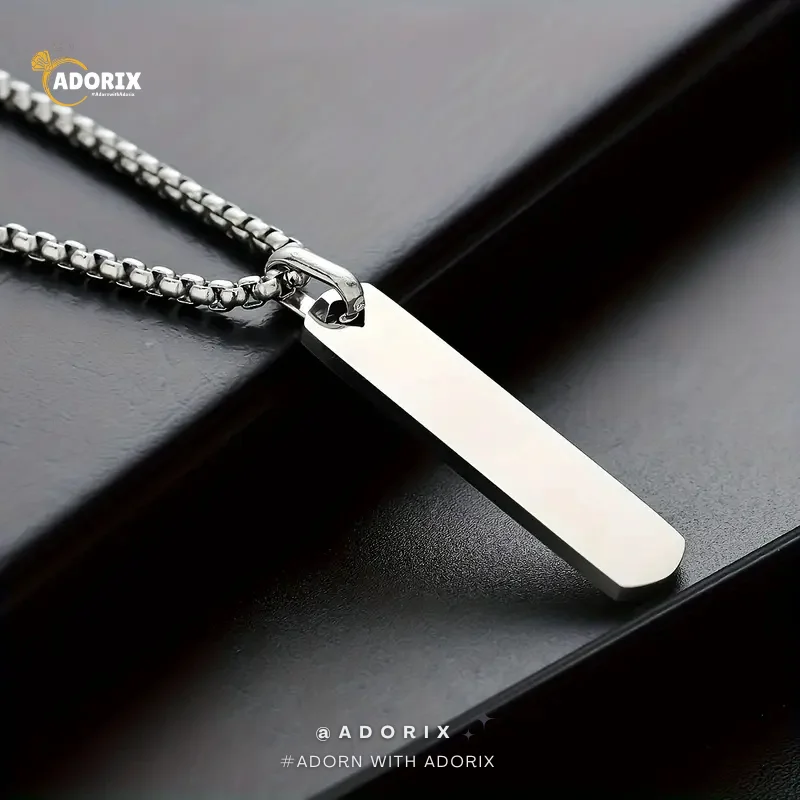 Men's Stainless Steel Bar Pendant Necklace