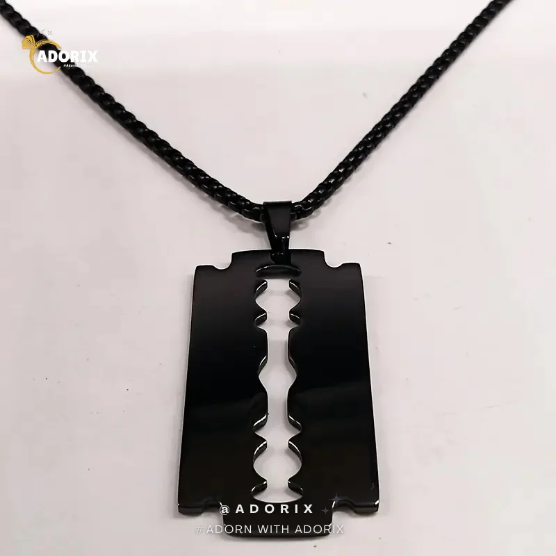 Gothic Blade Razor Pendant Necklace