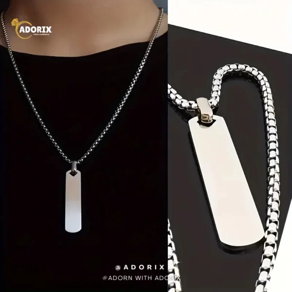 Men's Stainless Steel Bar Pendant Necklace