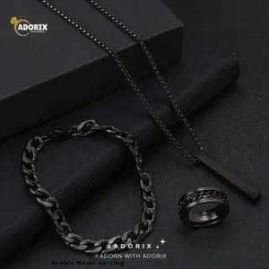 3pcs Sleek Stainless Steel Men's Jewelry Set