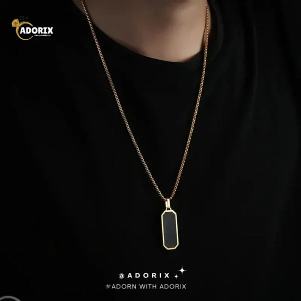 Simple Square Black Style Chain Pendant Necklace