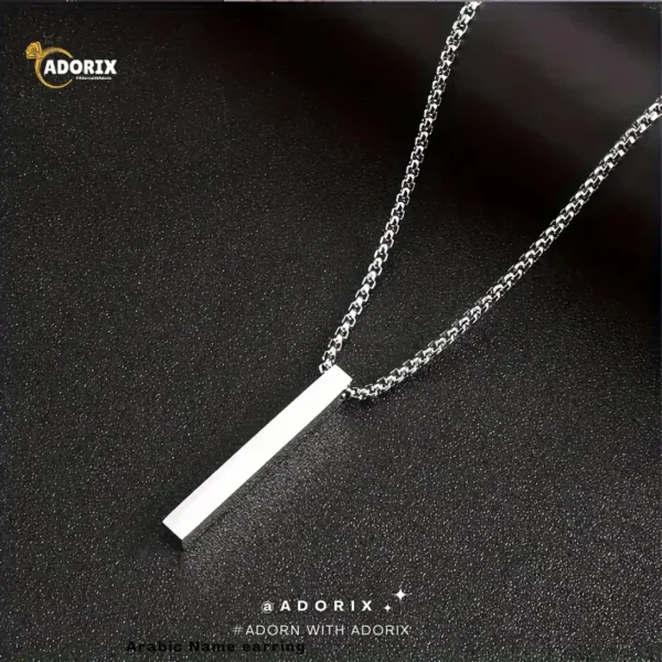 Stainless Steel Rectangle Bar Pendant Necklace