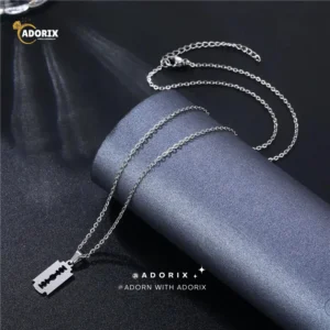 Men's Stainless Steel Razor Blade Pendant Necklace