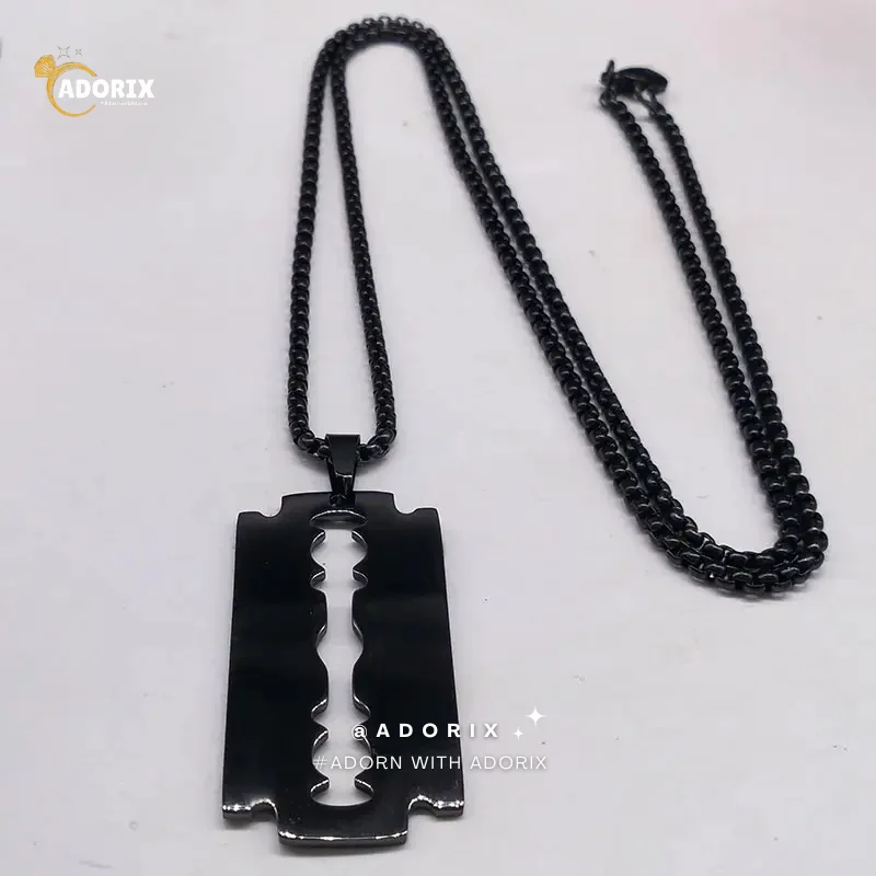 Gothic Blade Razor Pendant Necklace