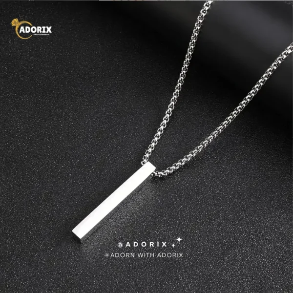 Stainless Steel Rectangle Bar Pendant Necklace