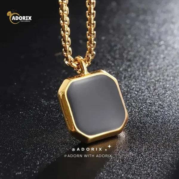 Stylish and Exquisite Square Black Gem Stainless Steel Necklace