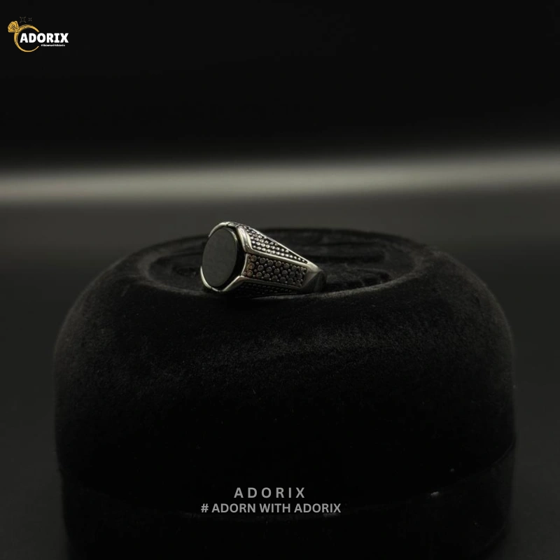 SILVER BLACK ONYX STATEMENT RING