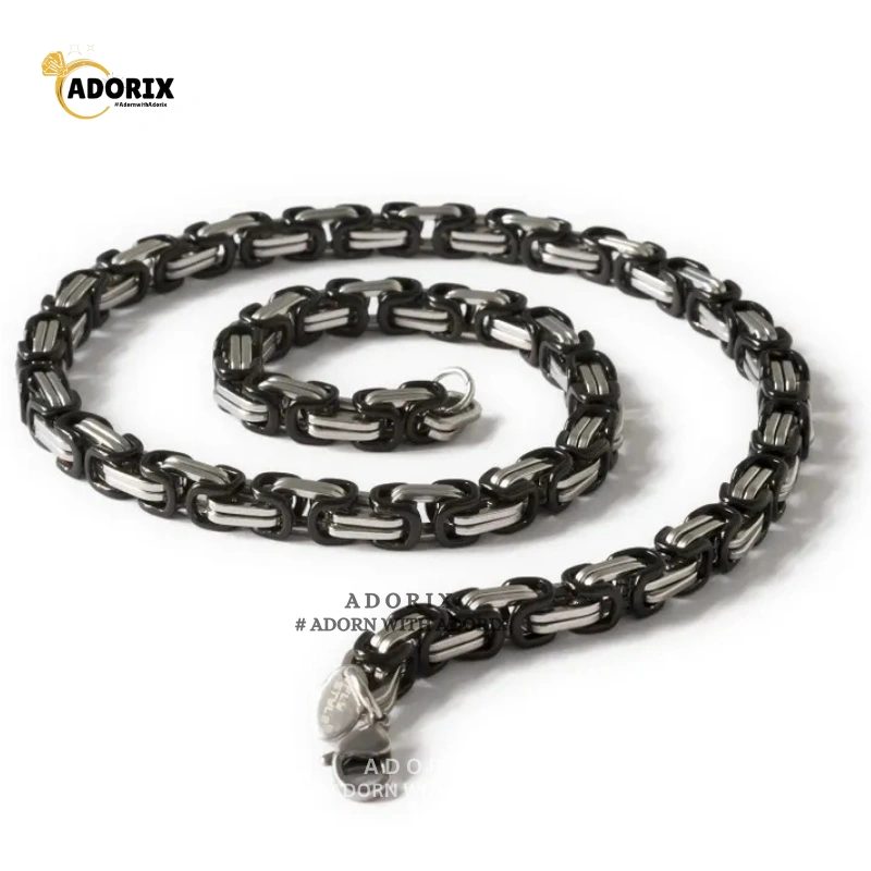 5MM SILVER & BLACK BYZANTINE NECKCHAIN