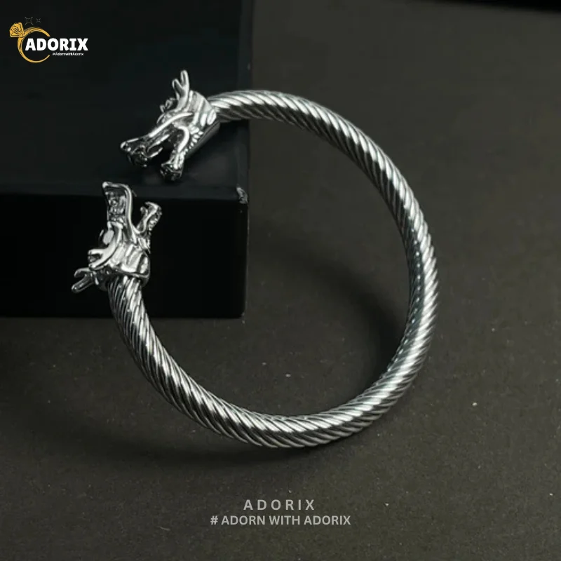 SILVER DRAGON STEEL BRACELET