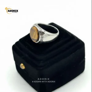 ROUND BROWN ONYX RING